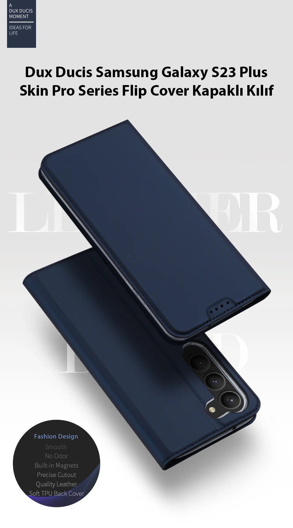 Dux Ducis SM Galaxy S23 Plus Kılıf Skin Pro Series Flip Cover Kapaklı Kılıf-(5775) - Lacivert