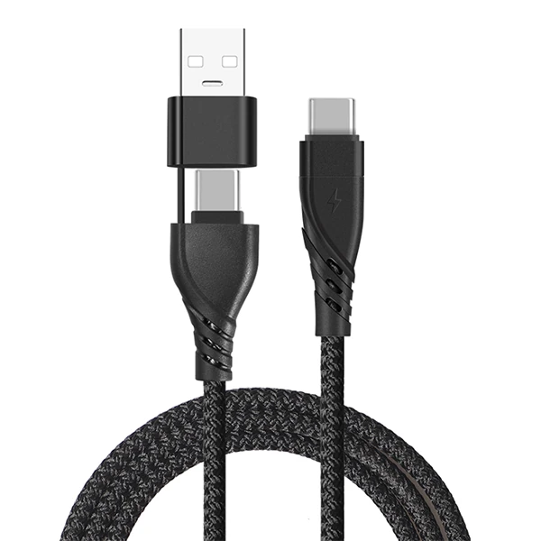 ALLY 2in1 USB Type C To PD Kablosu+USB Kablo-(5775) - Siyah