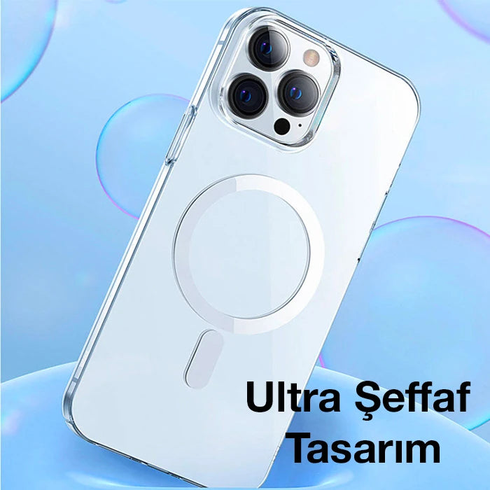 Baseus Crystal iPhone 13 Pro Magsafe Silikon Kılıf + Tempered Ekran Koruyucu Set-(5775) - Şeffaf 2