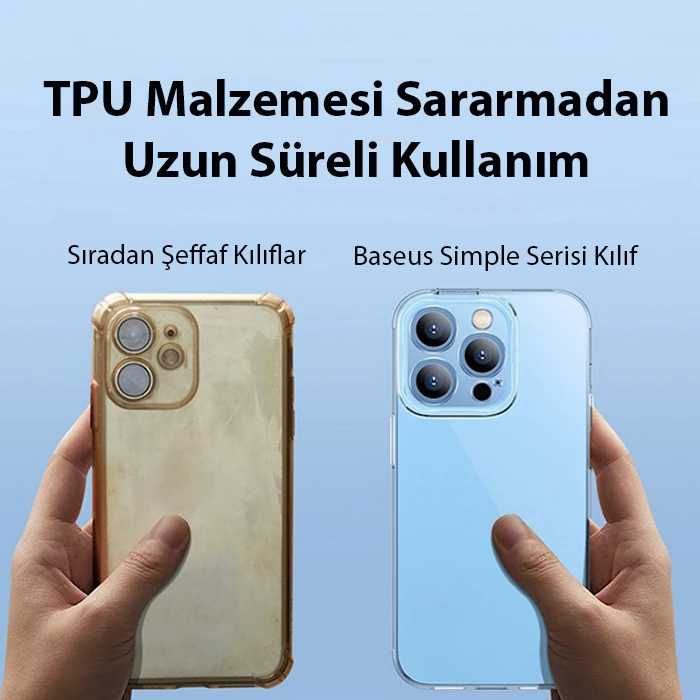 Baseus Simple Case iPhone 14 Pro 6.1 Kamera Korumalı İnce Silikon Şeffaf Kılıf-(5775) - Şeffaf 2
