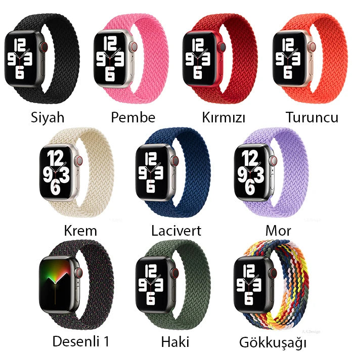 Ally Apple Watch 7-8 41mm 6-5-4 40mm Single loop Plastik Kayış Kordon 3-2-1 38mm-(5775) - Mor