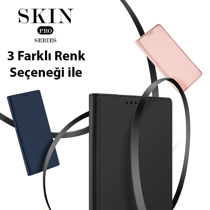 Dux Ducis Xiaomi Poco X5 Pro 5G Kılıf Skin Pro Series Flip Cover Kapaklı Kılıf-(5775) - Lacivert