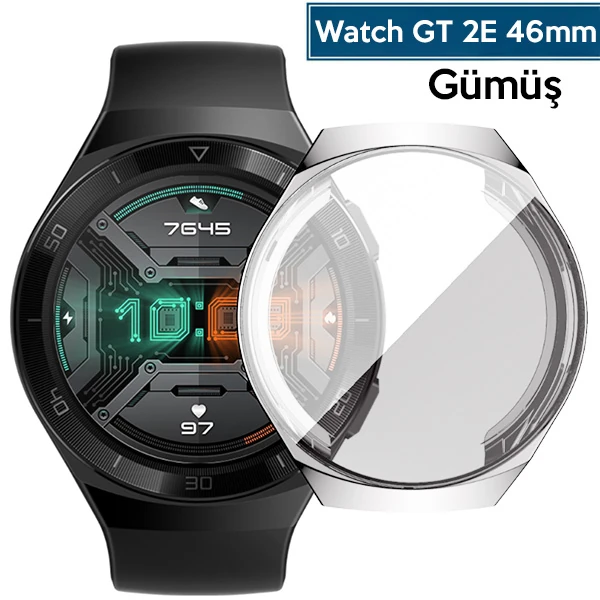 Ally Huawei Watch GT2E 46mm 360 Koruma Ultra İnce Silikon Kılıf-(5775) - Gri