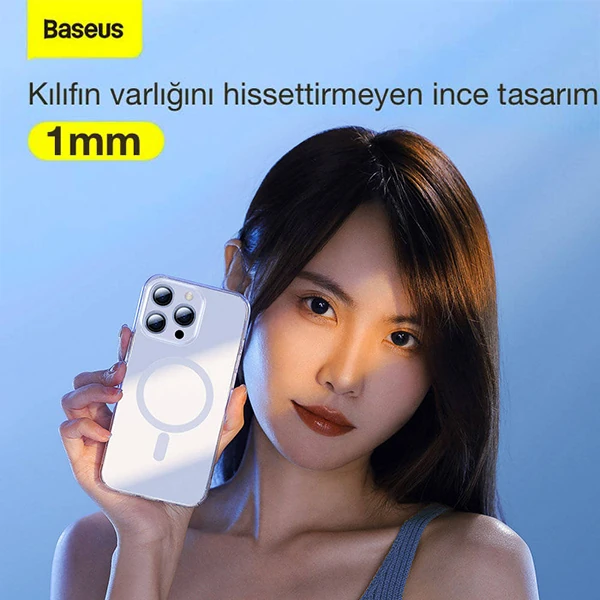 Baseus Crystal iPhone 12 Pro Max Kılıf Magsafe Uyumlu Manyetik Kılıf-(5775) - Şeffaf 2