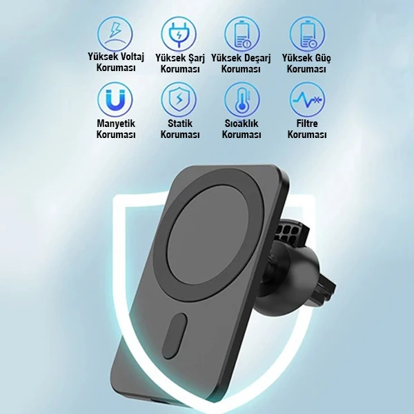Ally N16 15W Magsafe Uyumlu Araç İçi Telefon Tutucu-(5775) - Siyah
