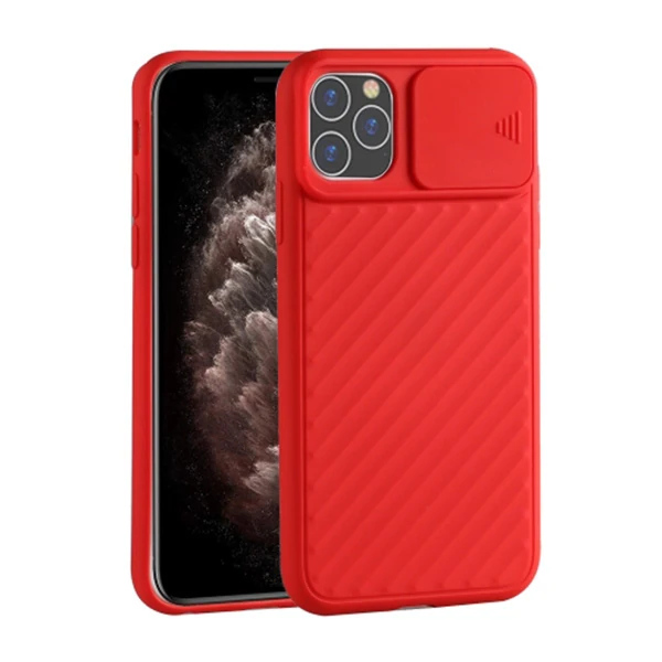 Ally İPhone 11 Pro 5.8 Kılıf Kamera Kapatan koruyucu Sürgülü Kılıf-(5775) - Kırmızı