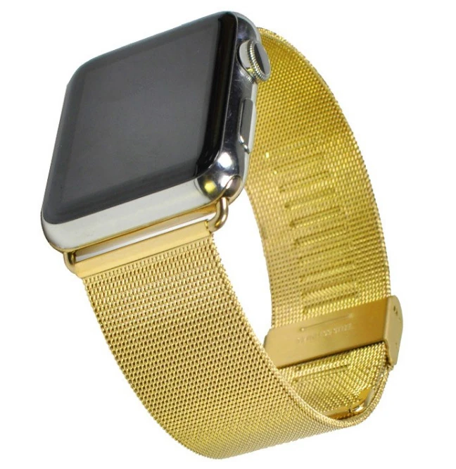 Ally Apple Watch 7-8 41mm 6-5-4 40mm Kayış Kordon Milano Metal Klasik Kopça 3-2-1 38mm-(5775) - Şampanya Rengi
