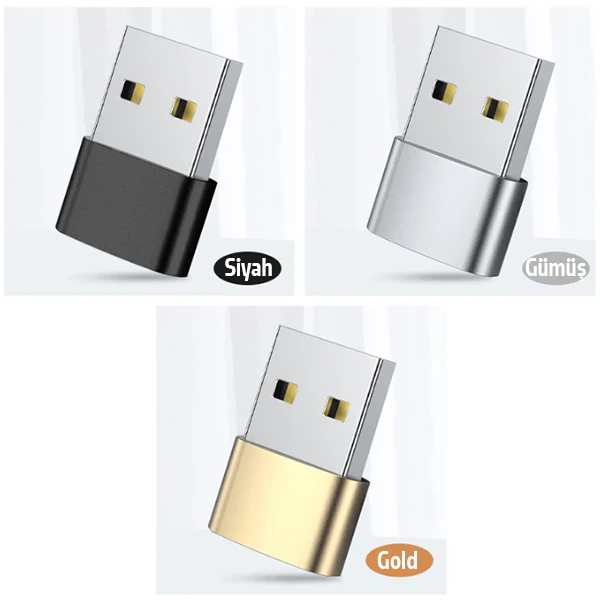 ALLY USB to Type-C Dişi Çevirici Dönüştürücü Adaptör-(5775) - Gold