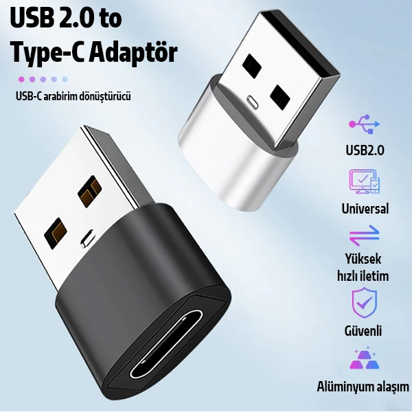 ALLY USB to Type-C Dişi Çevirici Dönüştürücü Adaptör-(5775) - Gold