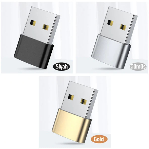 ALLY USB to Type-C Dişi Çevirici Dönüştürücü Adaptör-(5775) - Gümüş