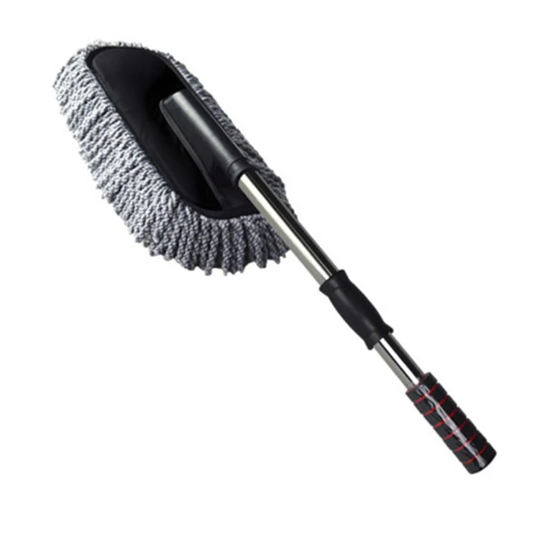 ALLY Mikrofiber Püsküllü Araba Yıkama Temizleme Fırçası Toz Alma Fırçası-(5775) - Siyah-Gri