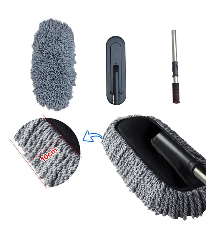 ALLY Mikrofiber Püsküllü Araba Yıkama Temizleme Fırçası Toz Alma Fırçası-(5775) - Siyah-Gri