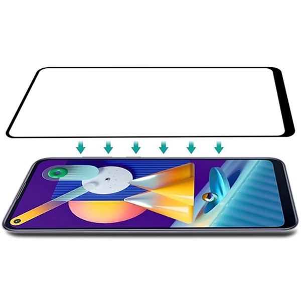 ALLY SM Galaxy M11  Full Glue Tempered Cam Ekran Koruyucu-(5775) - Siyah