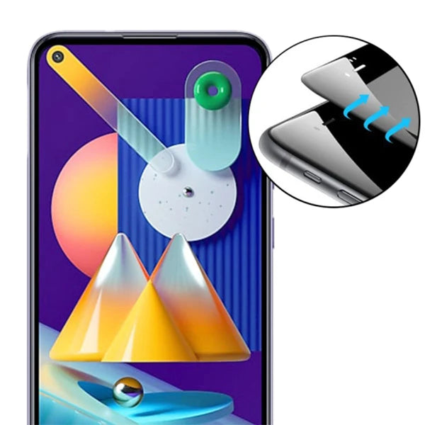 ALLY SM Galaxy M11  Full Glue Tempered Cam Ekran Koruyucu-(5775) - Siyah