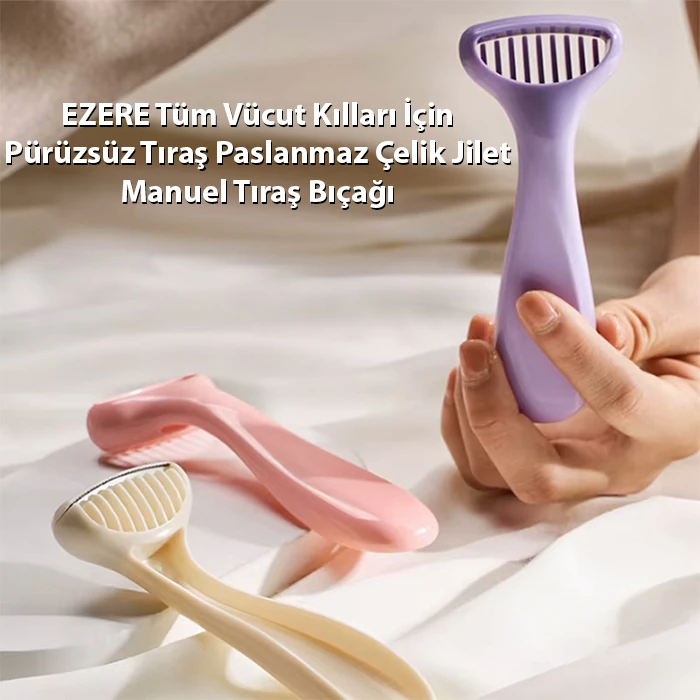EZERE Tüm Vücut Kılları İçin Pürüzsüz Tıraş Paslanmaz Çelik Jilet Manuel Tıraş Bıçağı-(5775) - Mor