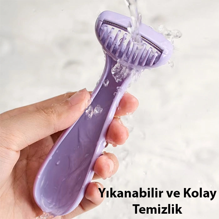 EZERE Tüm Vücut Kılları İçin Pürüzsüz Tıraş Paslanmaz Çelik Jilet Manuel Tıraş Bıçağı-(5775) - Mor