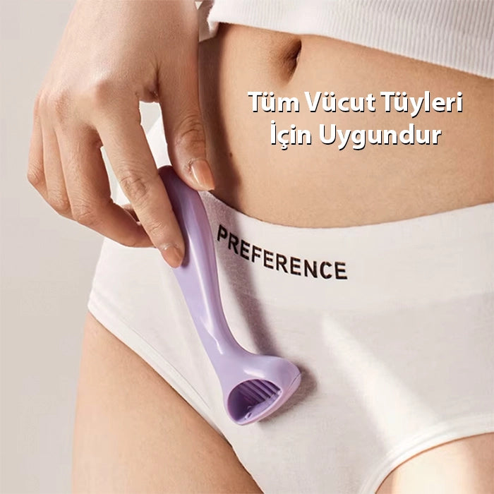 EZERE Tüm Vücut Kılları İçin Pürüzsüz Tıraş Paslanmaz Çelik Jilet Manuel Tıraş Bıçağı-(5775) - Mor