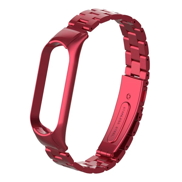 Xiaomi Mi Band 5 Stainless Steel 3 Bakla Çelik Kayış Kordon-(5775) - Mor
