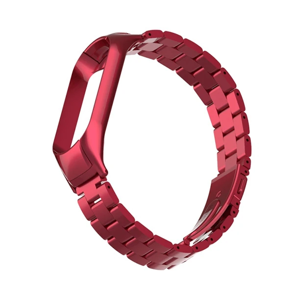 Xiaomi Mi Band 5 Stainless Steel 3 Bakla Çelik Kayış Kordon-(5775) - Mor