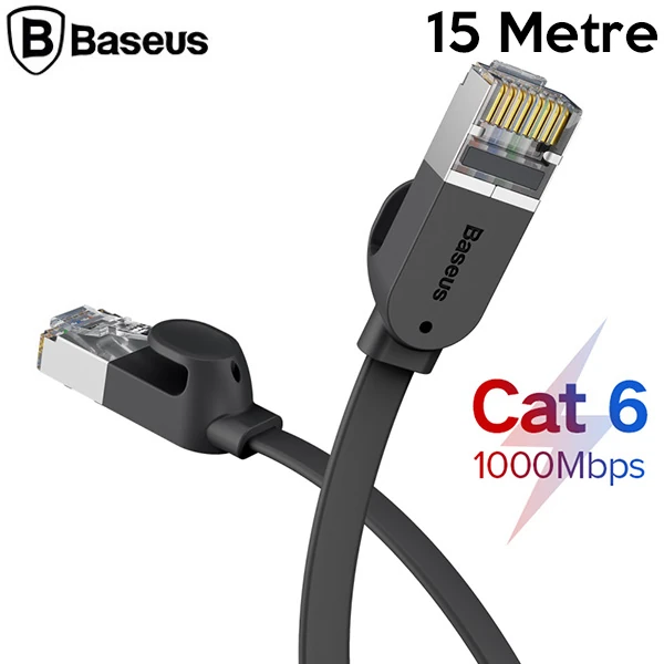 Baseus high Speed Six types of RJ45 Gigabit Ethernet kablosu (round cable)15metre-(5775) - Gri