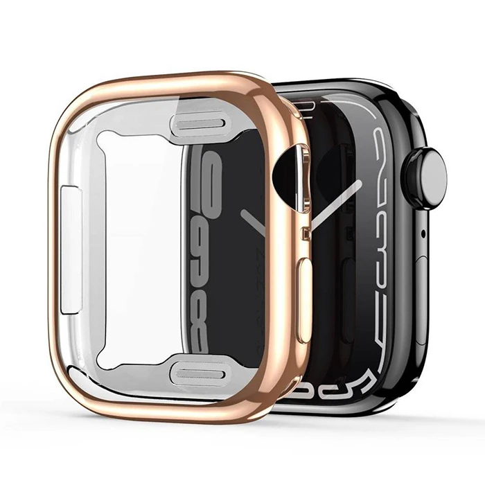 Dux Ducis Samo Series Apple Watch 45mm için Soft TPU Full Koruma Ultra İnce Silikon Kılıf-(5775) - Rose Gold