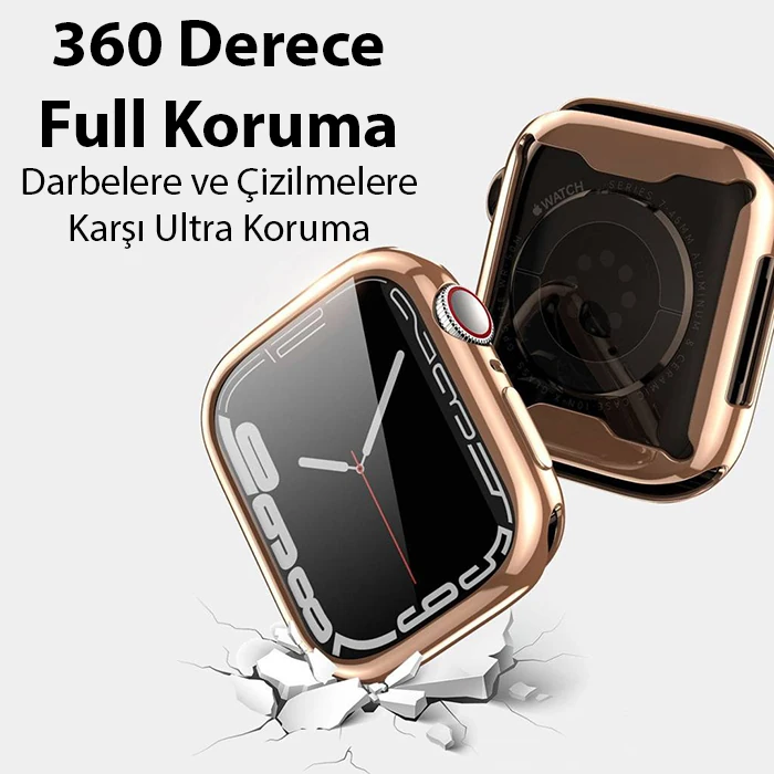 Dux Ducis Samo Series Apple Watch 45mm için Soft TPU Full Koruma Ultra İnce Silikon Kılıf-(5775) - Rose Gold