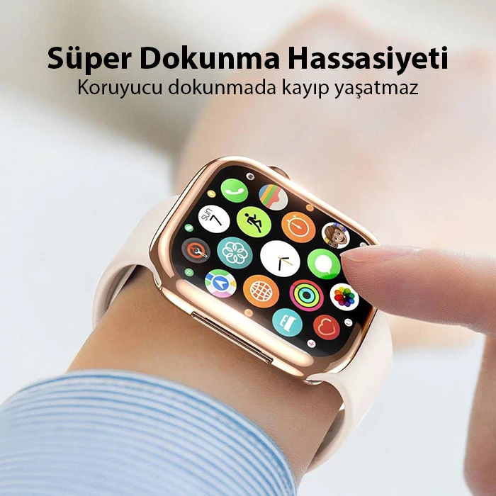 Dux Ducis Samo Series Apple Watch 45mm için Soft TPU Full Koruma Ultra İnce Silikon Kılıf-(5775) - Rose Gold