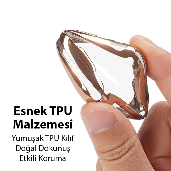 Dux Ducis Samo Series Apple Watch 45mm için Soft TPU Full Koruma Ultra İnce Silikon Kılıf-(5775) - Rose Gold