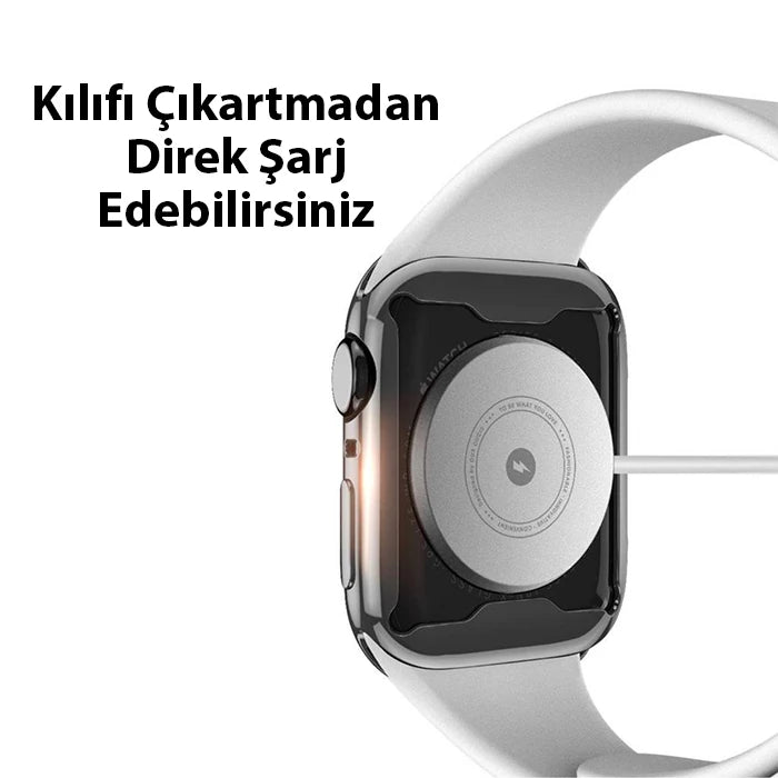 Dux Ducis Samo Series Apple Watch 45mm için Soft TPU Full Koruma Ultra İnce Silikon Kılıf-(5775) - Rose Gold