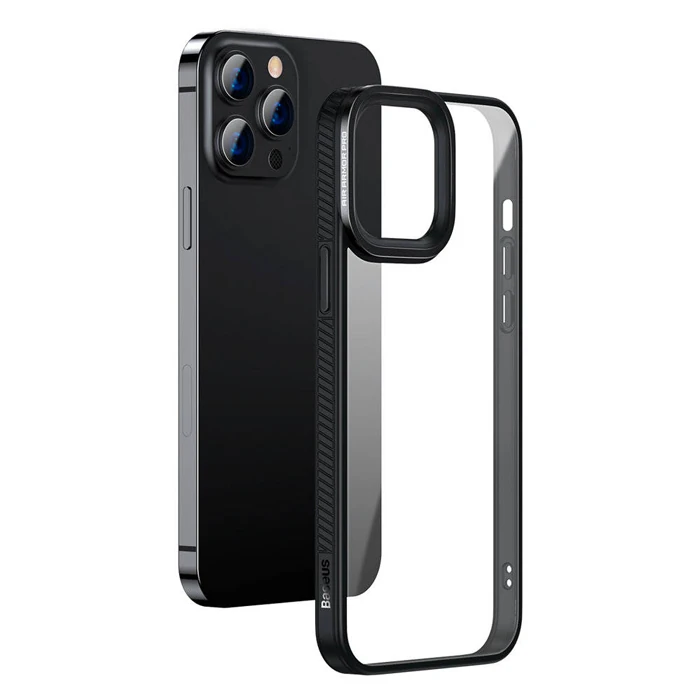 Baseus Crystal iPhone 13 Pro 6.1 Kılıf Jel Çerçeve Zırhlı Silikon Kılıf-(5775) - Gümüş
