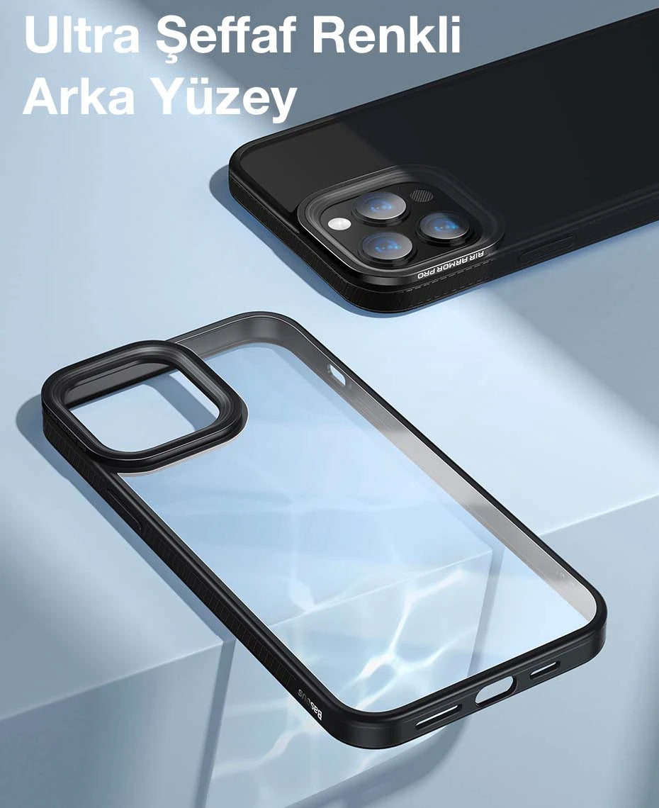 Baseus Crystal iPhone 13 Pro 6.1 Kılıf Jel Çerçeve Zırhlı Silikon Kılıf-(5775) - Gümüş