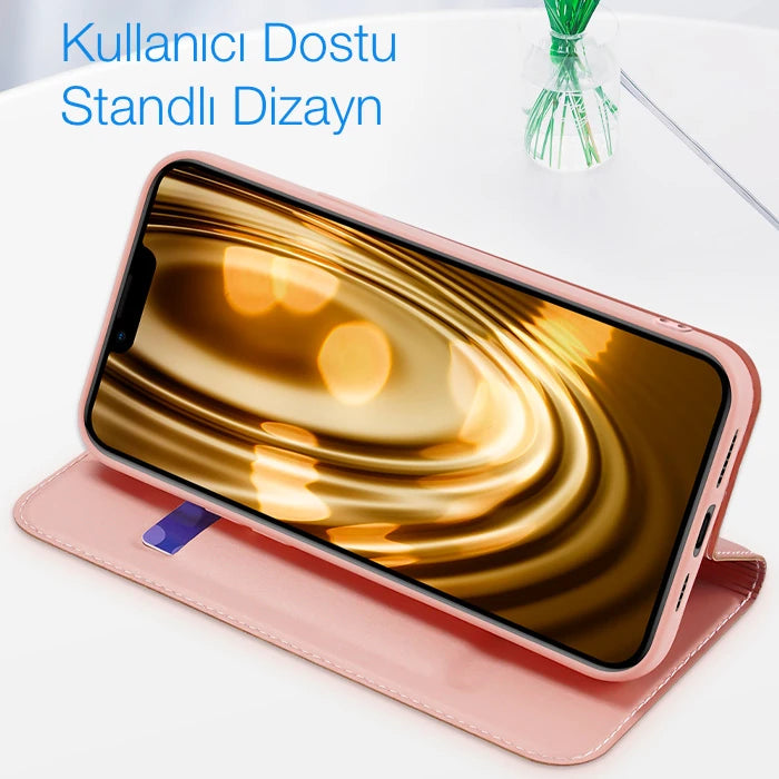Dux Ducis iPhone 14 pro 13 Pro 6.1inç Kılıf Kapaklı Flip Cover Kılıf SkinPro Series-(5775) - Siyah
