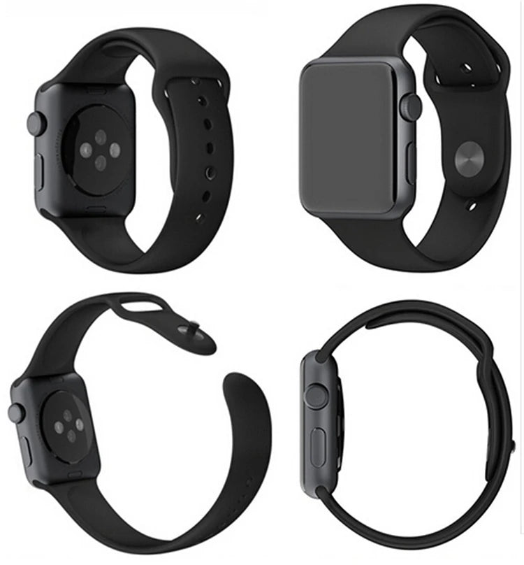 Ally Apple Watch 7-8 45mm 6-5-4 44mm Silikon Kordon Kayış 3-2-1 42mm-(5775) - Bordo