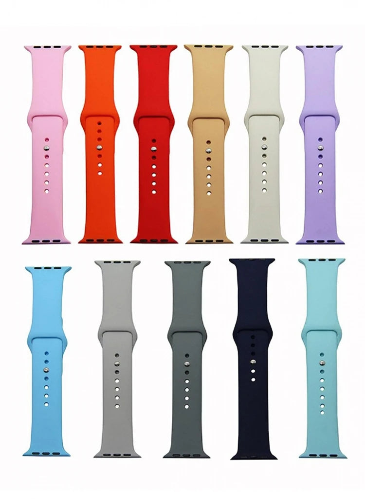 Ally Apple Watch 7-8 45mm 6-5-4 44mm Silikon Kordon Kayış 3-2-1 42mm-(5775) - Kırmızı