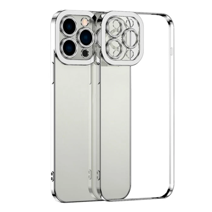 ALLY Fashion Series iPhone 11 Pro  Kılıf Renkli Kenar Lazer Çerçeveli Silikon Kılıf-(5775) - Siyah