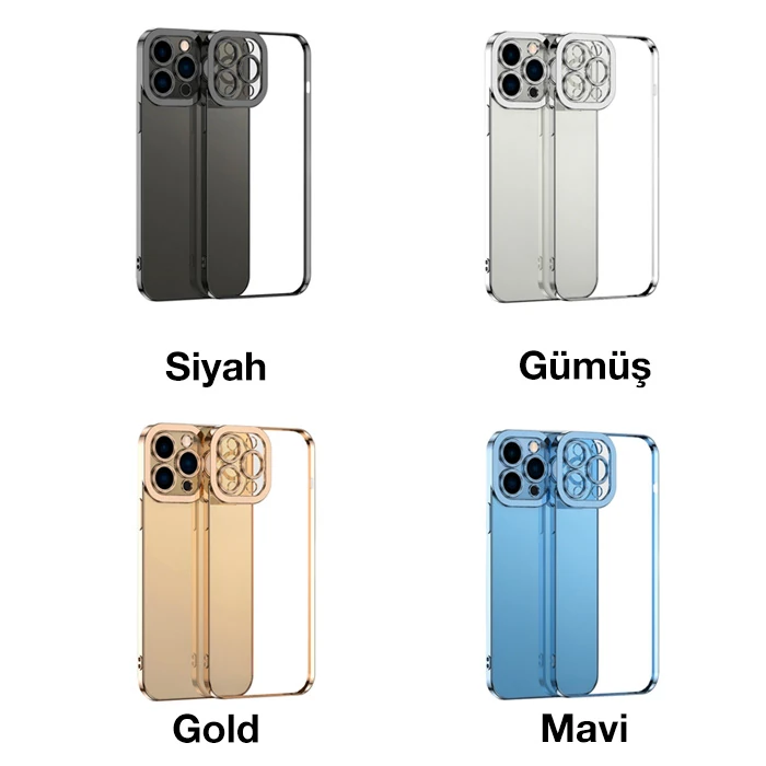 ALLY Fashion Series iPhone 11 Pro  Kılıf Renkli Kenar Lazer Çerçeveli Silikon Kılıf-(5775) - Mavi