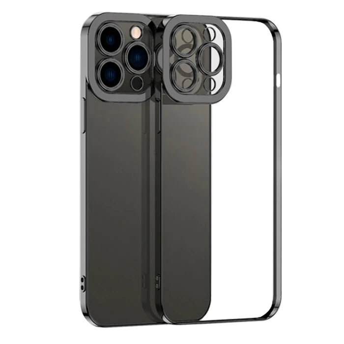ALLY Fashion Series iPhone 11 Pro  Kılıf Renkli Kenar Lazer Çerçeveli Silikon Kılıf-(5775) - Siyah