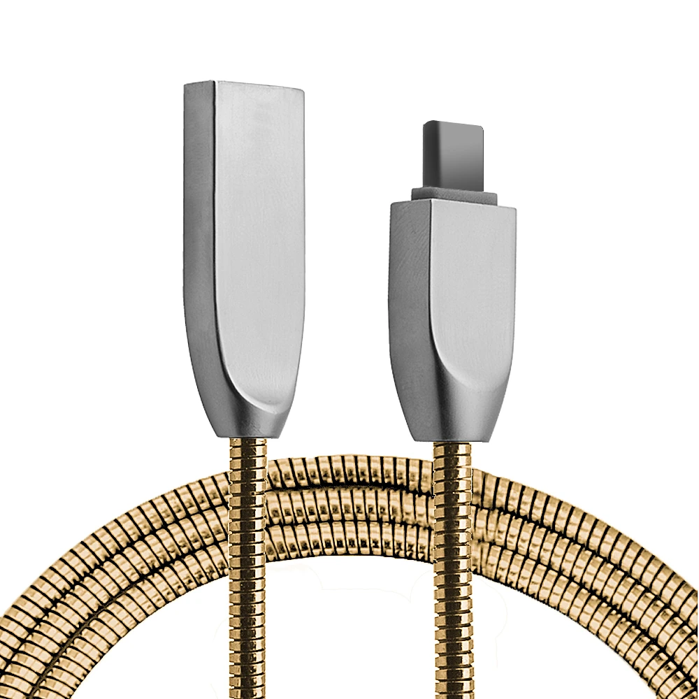 Ally Usb Type-C Zinc Alloy Dayanıklı 24 A Metal Usb Kablo-(5775) - Gümüş