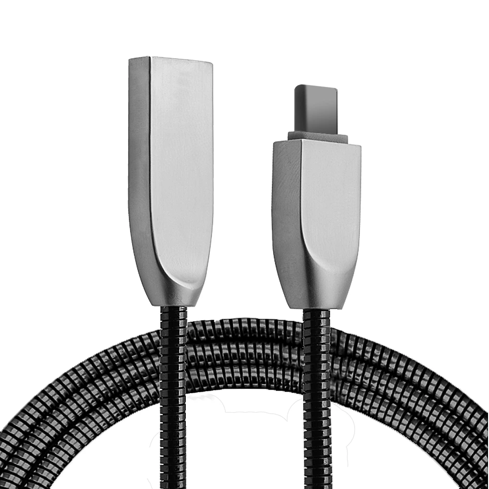 Ally Usb Type-C Zinc Alloy Dayanıklı 24 A Metal Usb Kablo-(5775) - Gümüş