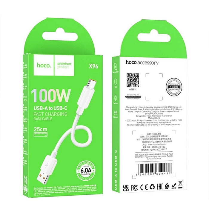HOCO X96 Hyper 100W USB to Type-C Hızlı Şarj Ve Data Kablosu-(5775) - Beyaz