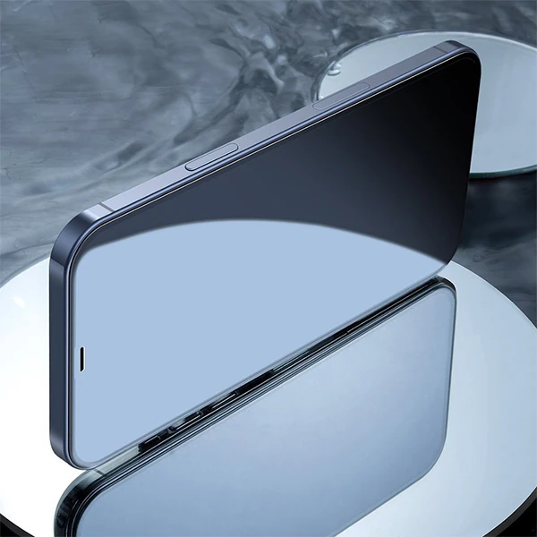 Baseus İPhone 12-12 Pro 0.3MM Full Anti Blue Light Tempered Cam Ekran Koruyucu 2Adet Set-(5775) - Siyah