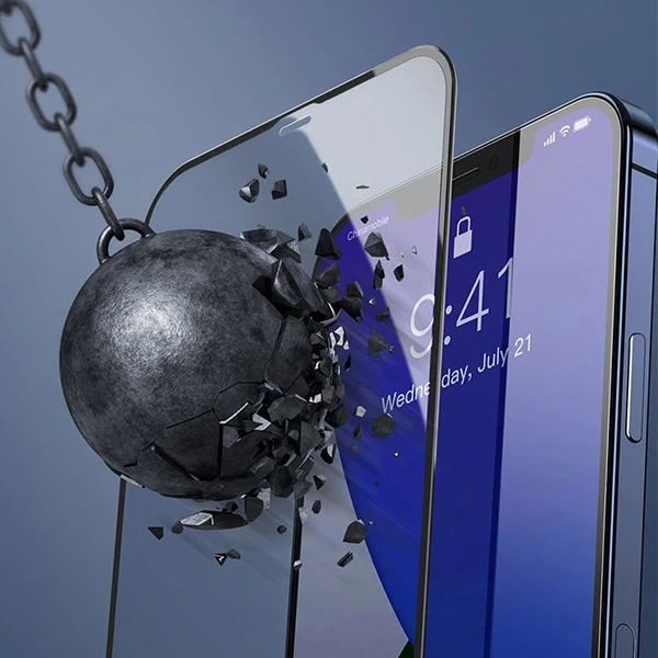 Baseus İPhone 12-12 Pro 0.3MM Full Anti Blue Light Tempered Cam Ekran Koruyucu 2Adet Set-(5775) - Siyah