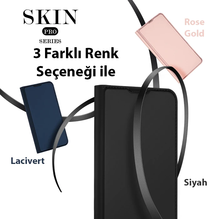 Dux Ducis iPhone 14 Pro 6.1 Kılıf Skin Pro Series Flip Cover Kapaklı Kılıf-(5775) - Lacivert