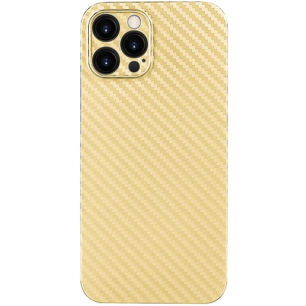 İPhone 12 Pro Max Luxury Renkli Tempered Arka Koruma Kamera Koruma-(5775) - Gold