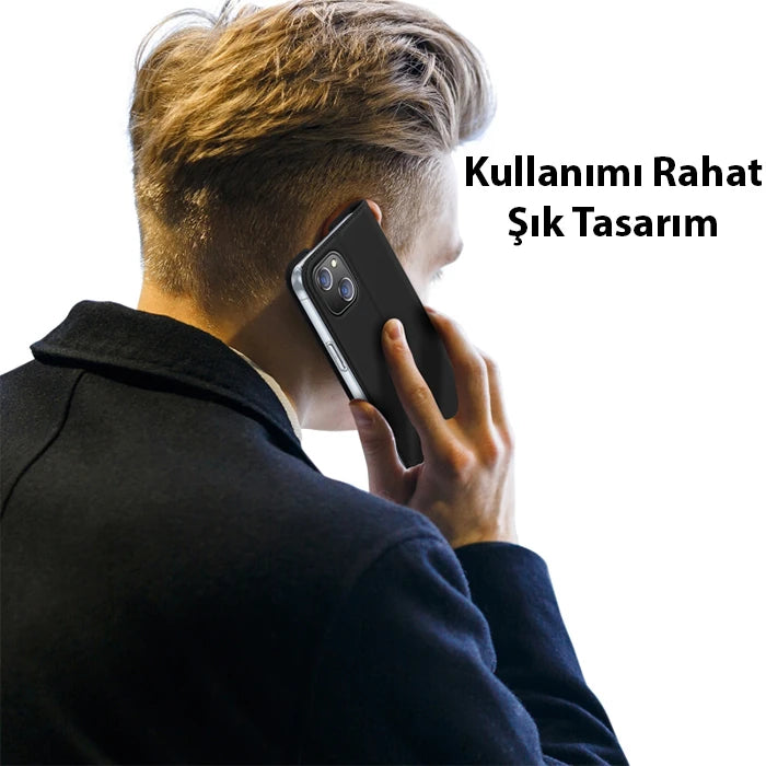 Dux Ducis iPhone 14 Plus 6.7 Kılıf Skin Pro Series Flip Cover Kapaklı Kılıf-(5775) - Lacivert