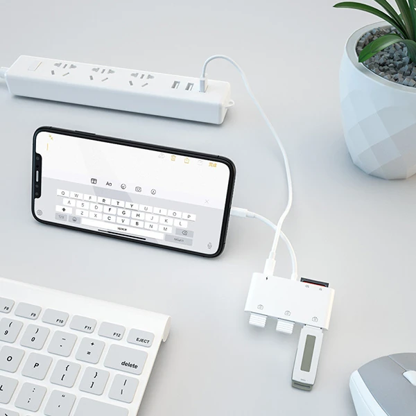 Ally İPhone Lightning To TfSd Card Reader Usb 3.Kamera Adaptörü-(5775) - Beyaz