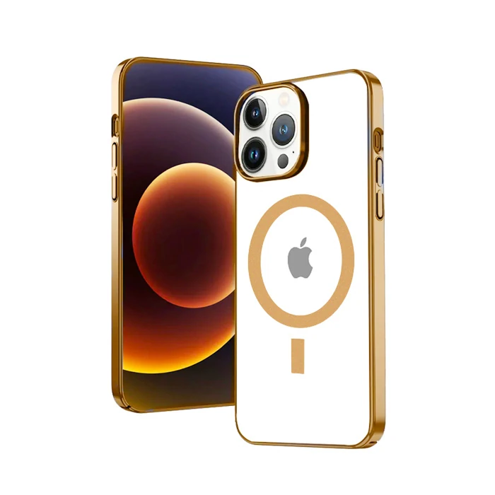 Ally iPhone 13 Pro 6.1inç Magsafe Uyumlu Renkli Kenar Silikon Kılıf-(5775) - Mavi