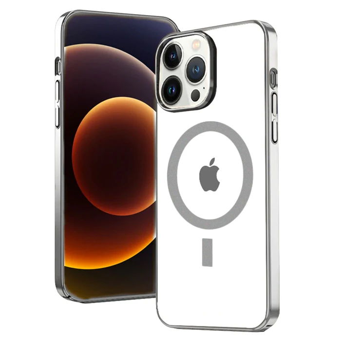 Ally iPhone 13 Pro 6.1inç Magsafe Uyumlu Renkli Kenar Silikon Kılıf-(5775) - Gold