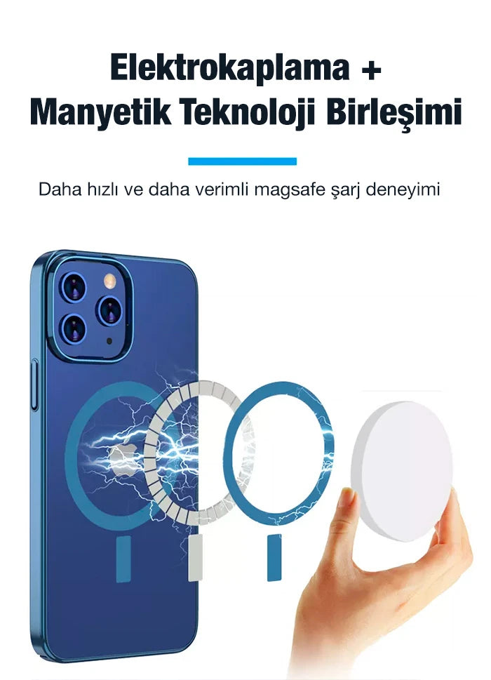 Ally iPhone 13 Pro 6.1inç Magsafe Uyumlu Renkli Kenar Silikon Kılıf-(5775) - Mavi