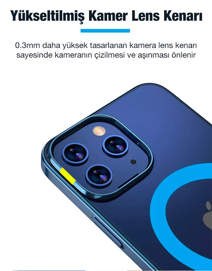 Ally iPhone 13 Pro 6.1inç Magsafe Uyumlu Renkli Kenar Silikon Kılıf-(5775) - Gold